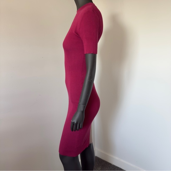 Lulus Dianna Magenta Colorblock Bodycon Midi Dress Short Sleeve Small - Picture 4 of 9